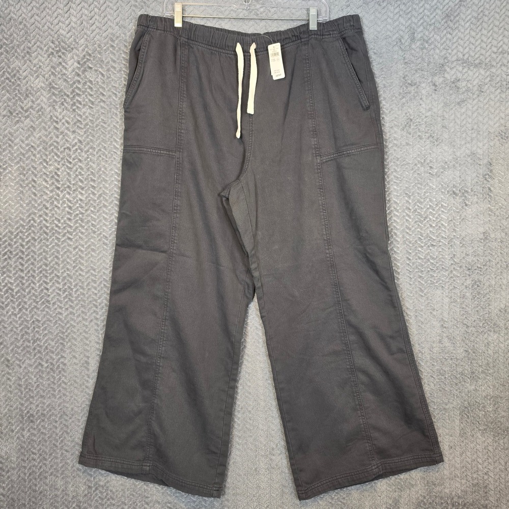 Aerie Womens XL Charcoal Gray Wide Leg Utility Drawstring Pants 067-0493 NEW